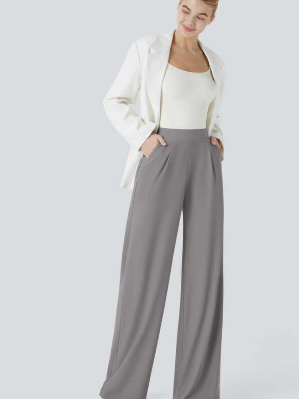 Halara Flex™ High Waisted Body Sculpt Waist-Slimming Pocket Wide Leg Micro Waffl